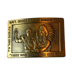 Vintage BSA Nat'l Order Arrow Conference 83 Rutgers Univ NJ Belt Buckle OA Scout